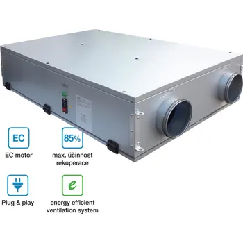 Domácí ventilátor Soler & Palau EHR 300 NA Ekonovent EVOD-PH-IP centrální bytová rekuperační jednotka s protiproudým výměníkem