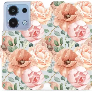 Pouzdro na mobilní telefon Flipové pouzdro Mobiwear - Xiaomi Redmi Note 13 4G - MP02S Pastelové květy (Knížkové flip pouzdro, obal, kryt na mobil Xiaomi Redmi Note 13 4G - MP02S Pastelové květy, materiál Umělá kůže + TPU - ochrana 360°, stojánek, silikonová vanička, magnetické)