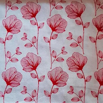 Květ červený bavlna cena za 1 metr Český výrobce