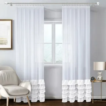 Sprchový závěs Bílý závěs s volánky voálová záclona Guillermo Taśma (ZFLA)