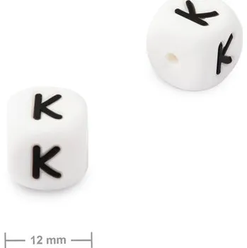 Korálek Silikonový korálek kostka 12 mm s písmenem K