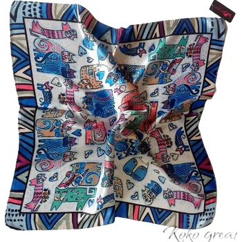 Šátek Šátek, barevné kočky, modrý