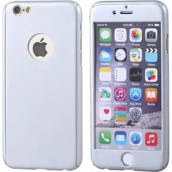 Telefonní příslušenství Ochranný 360° celotělový plastový kryt s ochranným sklem pro Apple iPhone 6/6S - stříbrný