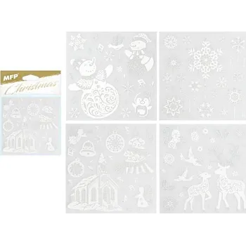 Vánoční dekorace samolepky vánoční se stříbrným glitrem 180x180mm 8882327 - MFP Paper s.r.o.