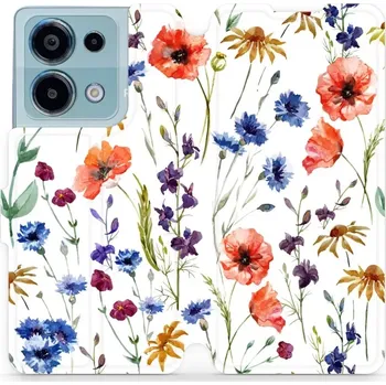 Pouzdro na mobilní telefon Flipové pouzdro Mobiwear - Xiaomi Redmi Note 13 Pro 4G / Poco M6 Pro 4G - MP04S Luční kvítí (Knížkové flip pouzdro, obal, kryt na mobil Xiaomi Redmi Note 13 Pro 4G / Poco M6 Pro 4G - MP04S Luční kvítí, materiál Umělá kůže + TPU - ochrana 360°, stojánek,)