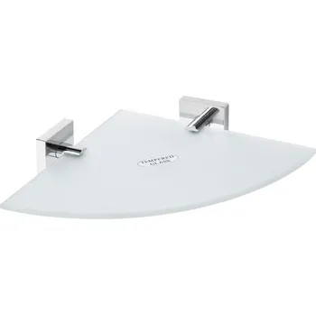 Policová skříň Sapho X-SQUARE polička skleněná rohová 250x55x250mm, mléčné sklo, chrom