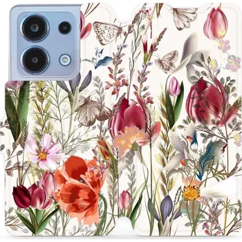 Pouzdro na mobilní telefon Flipové pouzdro Mobiwear - Xiaomi Redmi Note 13 4G - MP01S Rozkvetlá louka (Knížkové flip pouzdro, obal, kryt na mobil Xiaomi Redmi Note 13 4G - MP01S Rozkvetlá louka, materiál Umělá kůže + TPU - ochrana 360°, stojánek, silikonová vanička, magnetické)