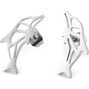 Náušnice Náušnice z nerezové oceli motýli, delfíni - 2 platina