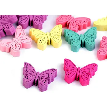 Dětské navlékací korálky Dřevěné korálky medvídek, srdce, motýl