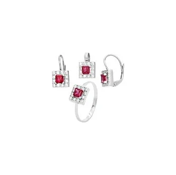 Souprava šperků Souprava stříbrná Čtverec se zirkony NO-AgH47bc