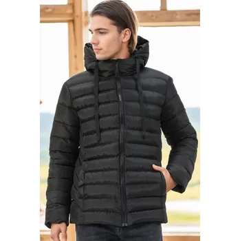 Pánská casual bunda M8658 DEWBERRY MEN'S COAT-DARK BLACK dewberry šedá 2662322