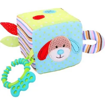 Dřevěná hračka Bigjigs Baby textilní motorická kostka pejsek Bruno