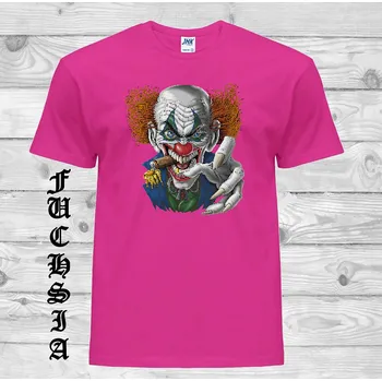 detske-levne-bavlnene-tricko-potisk-zly-klaun Barva: Fuchsia - fuchsiová, velikost: 152