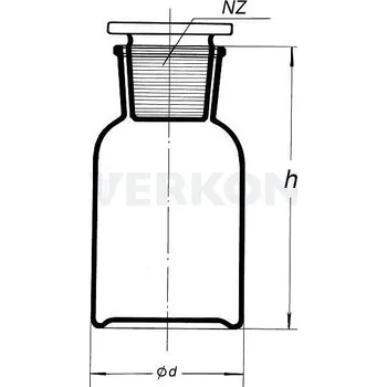 Laboratorní baňka Láhev širokohrdlá prachovnice se zabroušenou zátkou, hnědá, Objem [ml]: 250