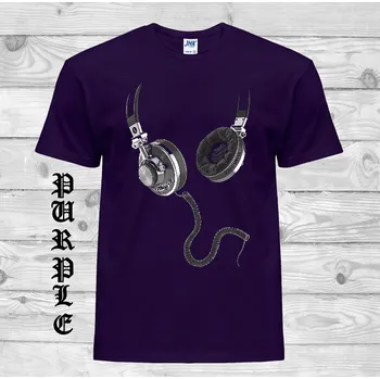 Chlapecké tričko detske-levne-bavlnene-vtipne-tricko-potisk-sluchatka Barva: Purple - purpurová, velikost: 164