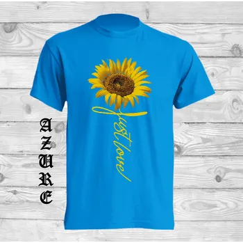 Dívčí tričko detske-levne-bavlnene-tricko-potisk-kvetina-slunecnice Barva: Azure - azurově modrá, velikost: 140