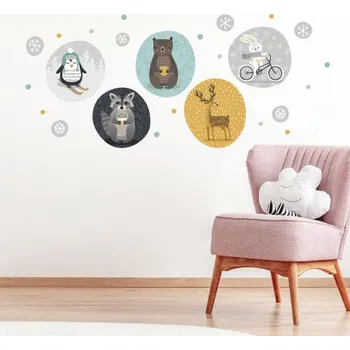 Samolepící dekorace Nálepky na zeď vánoční zvířátka - Plotbase, s.r.o., 45x120cm