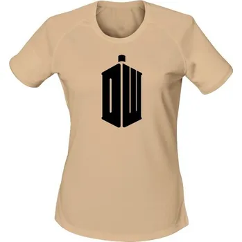Dámské tričko Dámské funkční tričko Pán času DW TARDIS Big - písková
