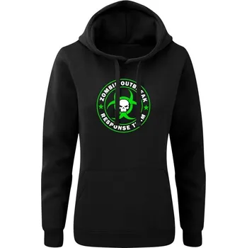 Dámská mikina Dámská mikina s kapucí Zombie Outbreak Response Team Skull - černá