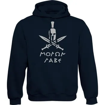 Pánská mikina Mikina s kapucí Molon Labe Swords - námořní modrá