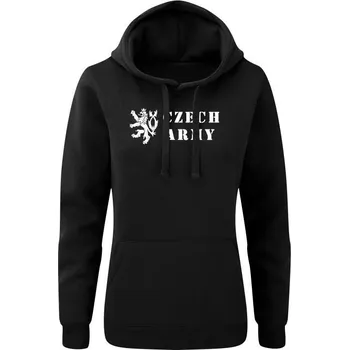 Dámská mikina Dámská mikina s kapucí Czech Army Lion - černá