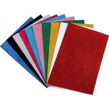 Samolepicí pěnová guma Moosgummi s glitry, sada 10 ks 20x30 cm - mix - glitry