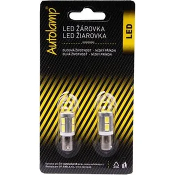 Autožárovka AUTOLAMP 2ks žárovka LED 12V 4W BA9s čirá 10xLED 5630