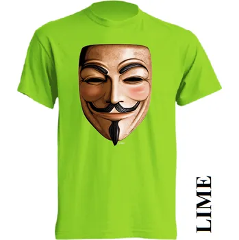 Chlapecké tričko detske-levne-bavlnene-tricko-potisk-anonymous Barva: Lime - limetková, velikost: 116