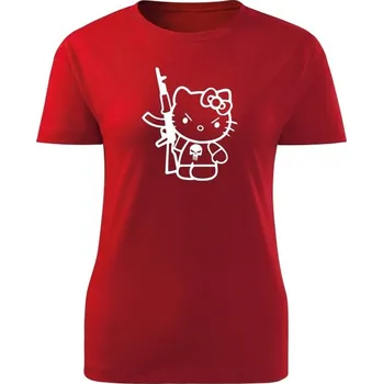 Dámské tričko Dámské tričko Hello Kitty Punisher Kalashnikov - červená
