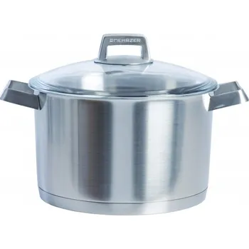 Hrnec Mehrzer, Hluboký nerezový hrnec s poklicí MEHRZER 24 cm, výška 15 cm, nerezová ocel 18/10, tloušťka stěny 0,8 mm, tloušťka dna 9,4 mm