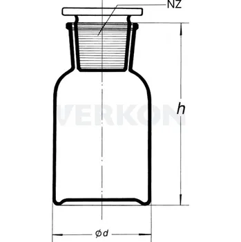 Láhev širokohrdlá prachovnice se zabroušenou zátkou, čirá, Objem [ml]: 100