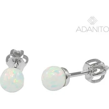 Náušnice Stříbrné opálové náušnice kuličky na šroubek