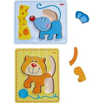 Puzzle Haba Dřevěné puzzle kočka a myš