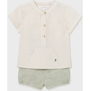 Kojenecké oblečení 2 dílná letní souprava Mayoral 1221 len Velikost: 6 - 9 měsíců, 75 cm, barva: béžová