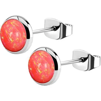 Náušnice Šperky4U Ocelové náušnice, OPÁL 6 mm - NB1-OP57