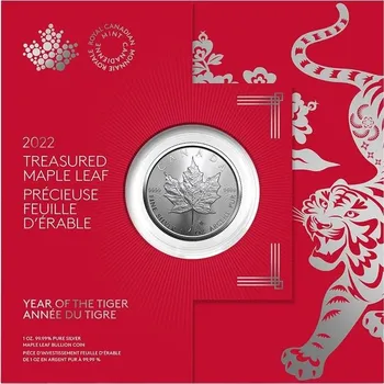 Stříbrná mince Maple Leaf Rok Tygra 1 oz BU 2022