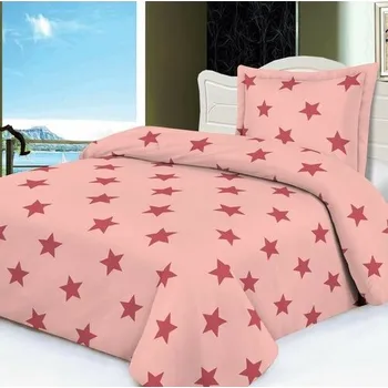 Povlečení Povlečení mikroplyš Stars růžová, 140 x 200 cm, 70 x 90 cm