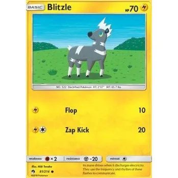 Volný čas Pokémon LOT 081/214 Blitzle - Lost Thunder Stav: Excellent, Verze: NORMAL