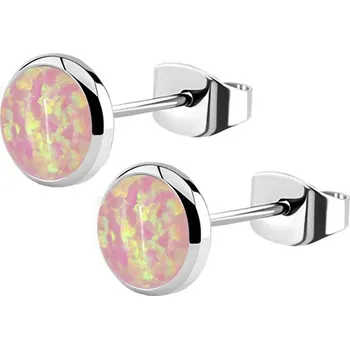 Náušnice Šperky4U Ocelové náušnice, OPÁL 6 mm - NB1-OP08