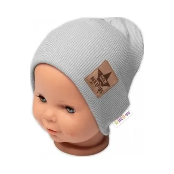 Dětská móda Žebrovaná dvouvrstvá čepice s lemem - šedá, vel. 104/110, Baby Nellys; 104/110 (3-5r)