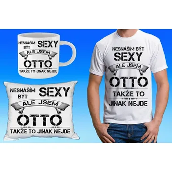 Pánské tričko OTTO dárkový set se jménem 152 (tričko, polštářek a hrneček se jménem )