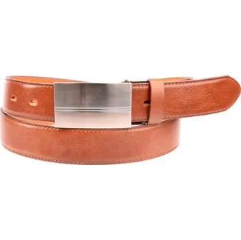 Módní doplněk Pánský kožený společenský opasek s plnou sponou 35-020-1PS-42 cognac NEW 110 cm