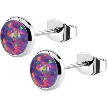 Náušnice Šperky4U Ocelové náušnice, OPÁL 6 mm - NB1-OP39