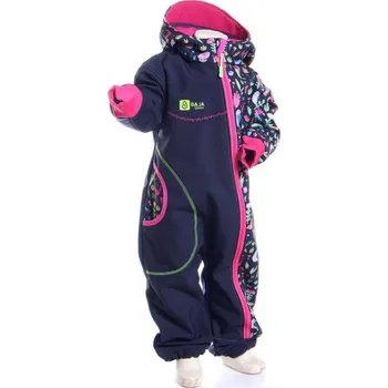 Kojenecká kombinéza BajaDesign Softshellová kombinéza s FLEECEM - tmavě modrá s ptáčkama KONFEKČNÍ VELIKOST: 98/104