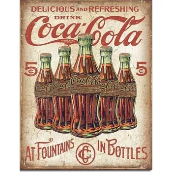 Plechová cedule D.E. metal signs Plechová cedule Coca Cola 5 Bottles Retro 40 x 32 cm.