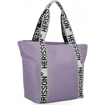Kabelka Velká dámská nylonová shopper kabelka přes rameno světlá fialová
