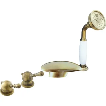 Vodovodní baterie RAV LABE Baterie vanová stojánková čtyřotvorová s ker.přepínačem– stará mosaz L070.0PSM