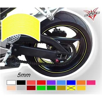 samolepka Světle žluté proužky na ráfek motocyklu šířka 5 mm (Proužky na ráfky barva žlutá světlá)