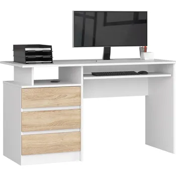 Psací stůl Volně stojící psací stůl CLP 135 cm bílý/dub sonoma