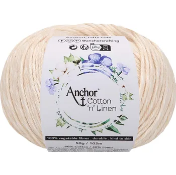 Příze Anchor Cotton ‚n‘ Linen 1 Režná bílá (Přírodní příze Cotton ‚n‘ Linen 1 Snowdrop)